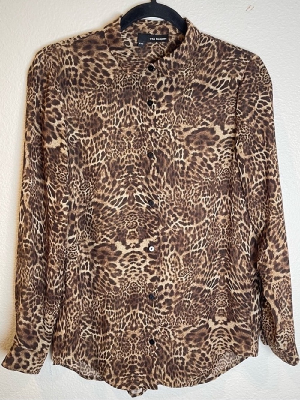 The Kooples Leopard Print Button Up Shirt Sz XXS Semi Sheer Top Blouse Mobwives
